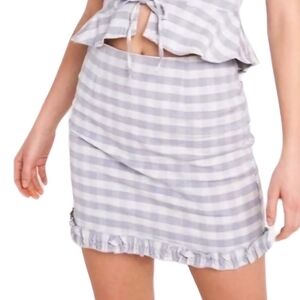 Urban Outfitters Blue and White Gingham Mini Skirt With Back Zipper Size XL